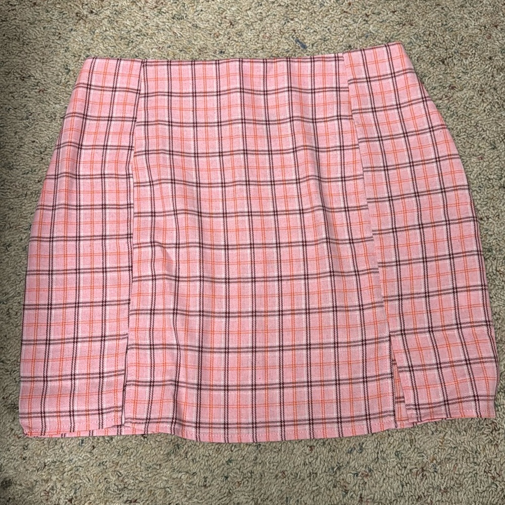 NWOT Shein Pink Plaid Skirt